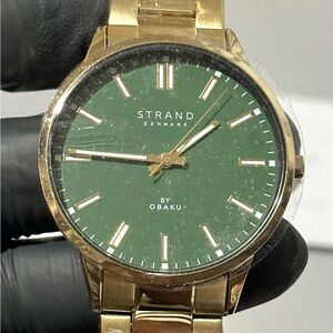 Strand By Obaku Classic S747GXGESG Green Dial Gold-Tone Men’s 42mm Dress Watch